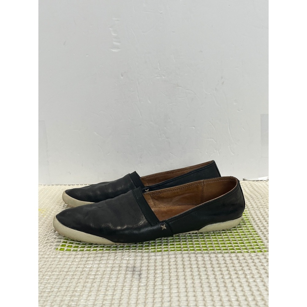 Frye Melanie Slip On Leather Sneakers Women's 10M Black Low Top Flats GOOD